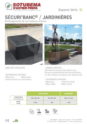 BANC ANTI-INTRUSION Béton SÉCURI’BANC® - JARDINIÈRES - SOTUBEMA