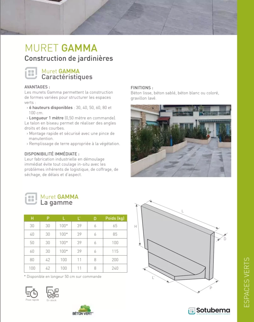Fiche produit murets GAMMA